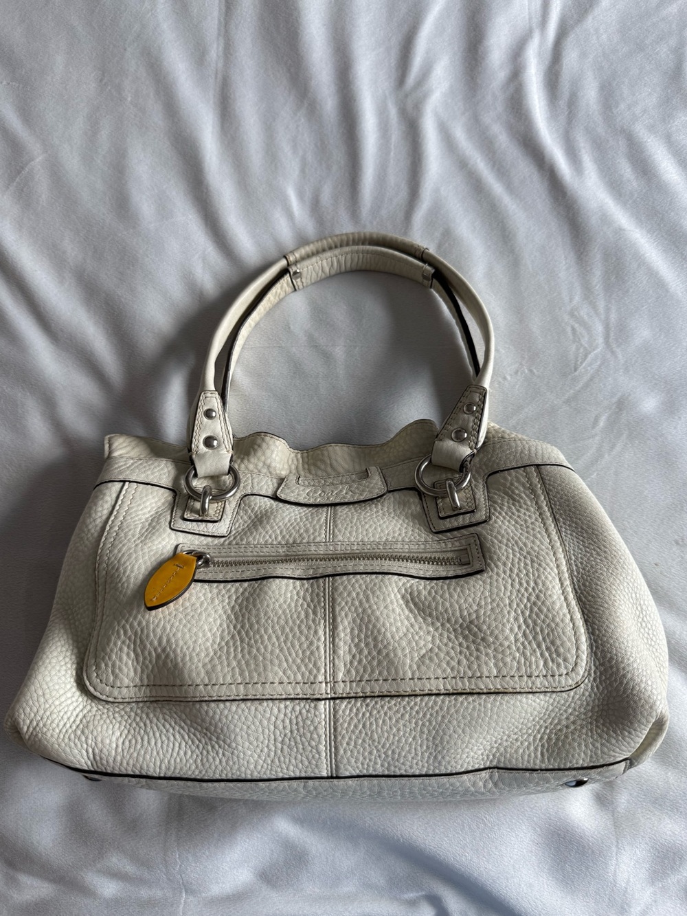 Coach Penelope Pebbled White Leather Satchel No M0985-F14686 VGC